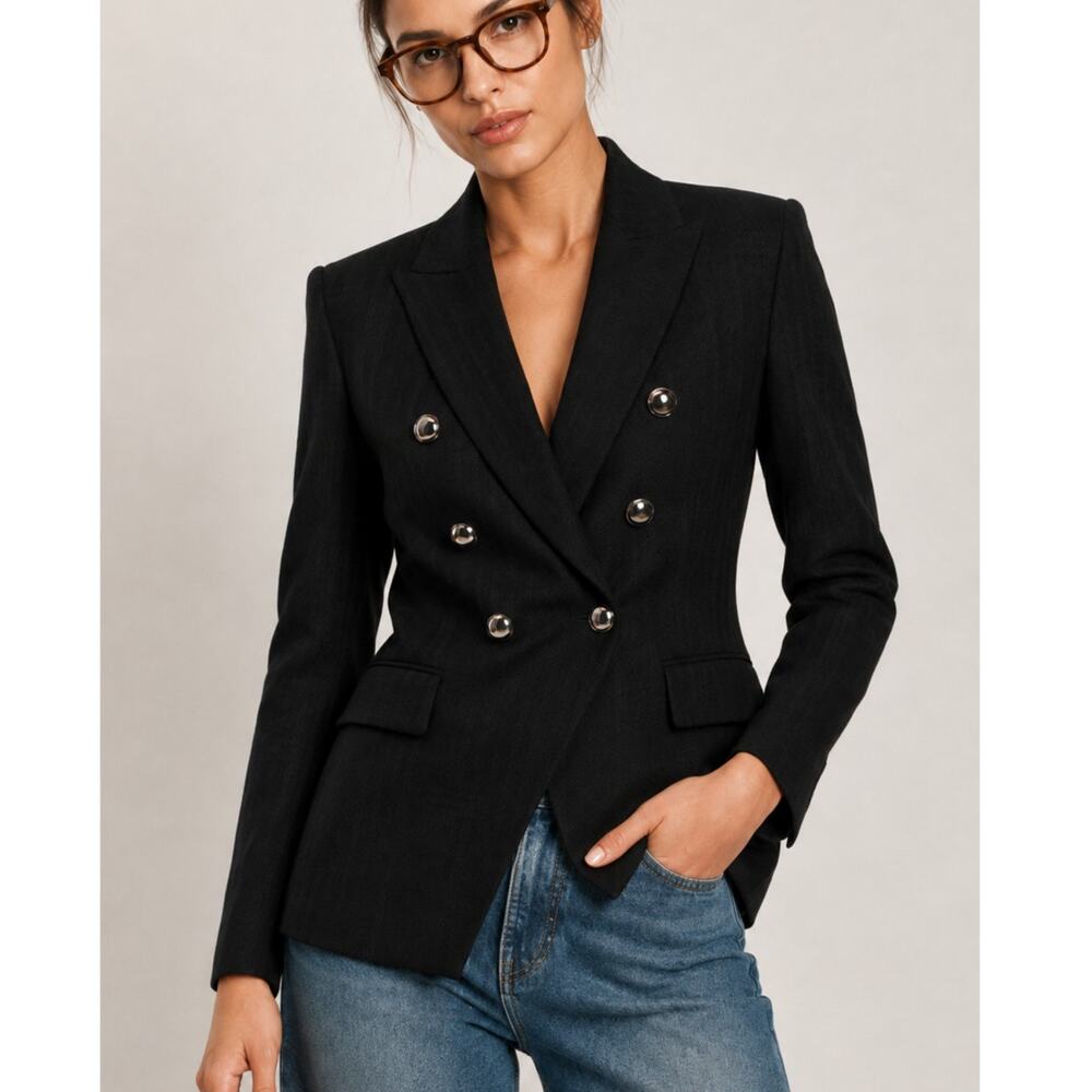 NWT! Veronica Beard 8 Miller Dickey Jacket $795 Stripe Wool Herringbone Blazer